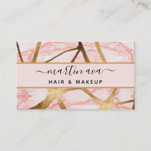 Signature Script Pink Glam Glitter Marble Modern  Business Card