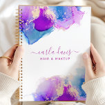 Signature Script Purple Blue Alcohol Ink Planner<br><div class="desc">Signature Script Purple Blue Alcohol Ink Planner. Elegant purple blue alcohol ink hand lettered style calligraphy script professional design. Perfect for makeup artists,  hair stylists,  cosmetologists,  and more!</div>