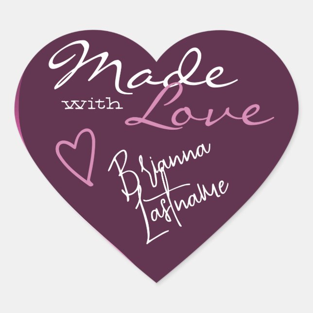 Signature Script Purple Plum Made with Love Heart Sticker (Front)