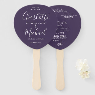 Signature Script Purple Wedding Program Hand Fan