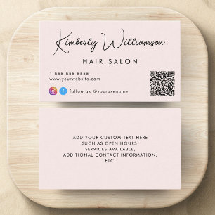 Signature Script QR Code Pink Business Card