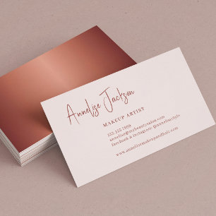 Signature script rose gold blush girly business card