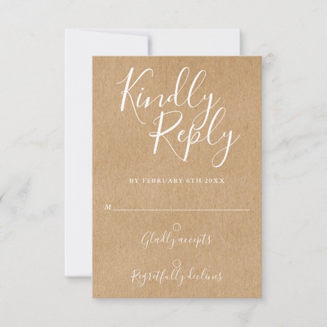 Signature Script Rustic Kraft RSVP Card (Front)