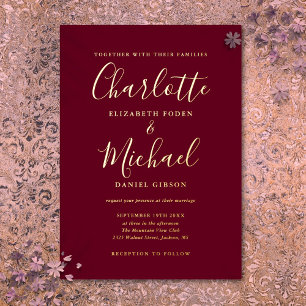 Signature Script Wedding Burgundy And Gold