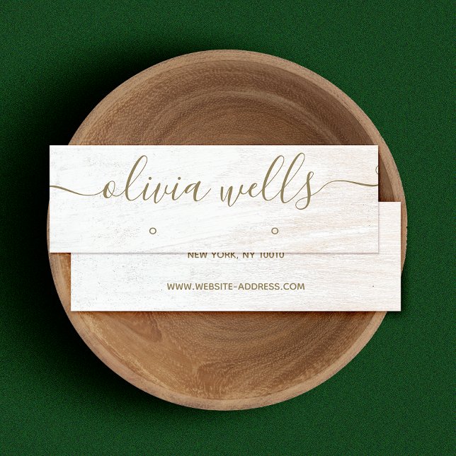 Signature Script White Wood Earring Display Mini Business Card (Creator Uploaded)