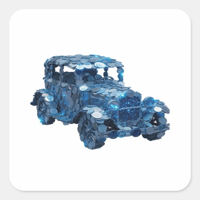 Signature Silver BLUE COIN CAR Gift Sticker (Front)