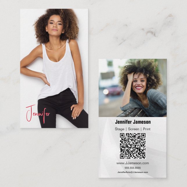 Signature Talent Business Card | 2 Photos QR Code (Front/Back)
