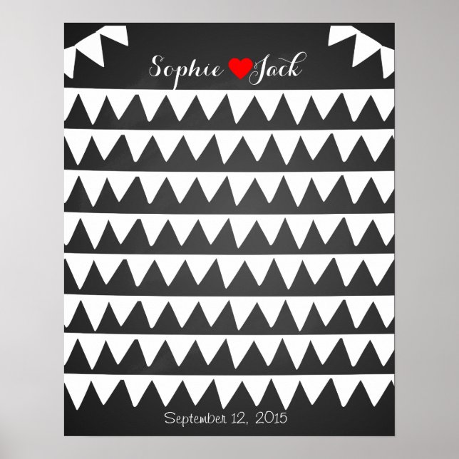 signature wedding guest book bunting flags (Front)