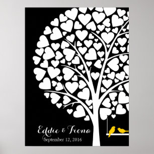 signature wedding guest book tree bird yellow