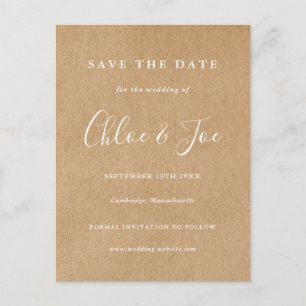 Signature Wedding Save the Date Rustic Kraft Card