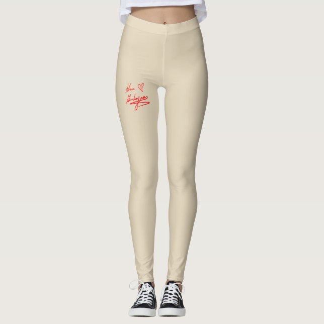 Signatured Cream Leggings (Front)