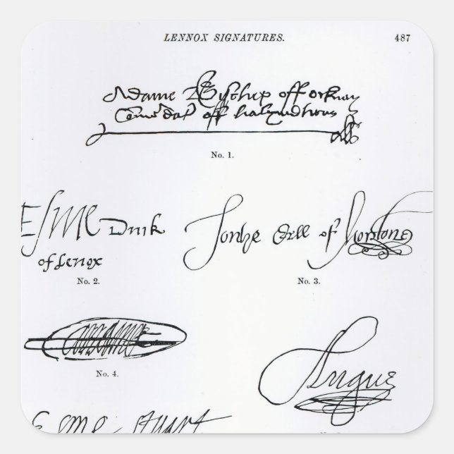 Signatures of 16th and 17th century square sticker (Front)
