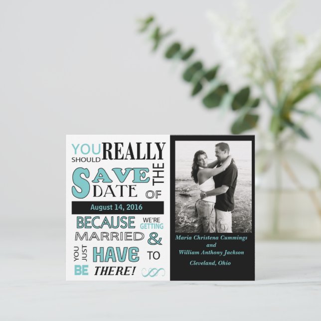 Signboard Save The Date (Blue) Announcement (Standing Front)