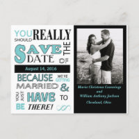Signboard Save The Date  Postcard (Blue)