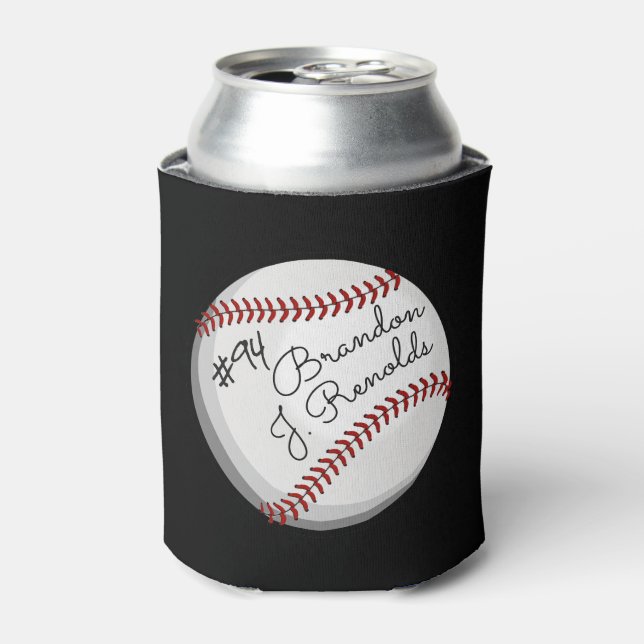 Signed Baseball Customised Name Can Cooler (Can Front)