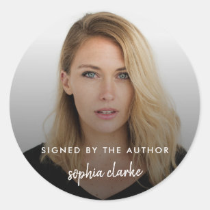 Signed by the Author   Photo Modern Book Signing Classic Round Sticker