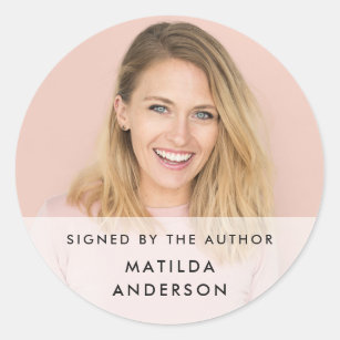 Signed by the Author   Photo Modern Book Signing Classic Round Sticker