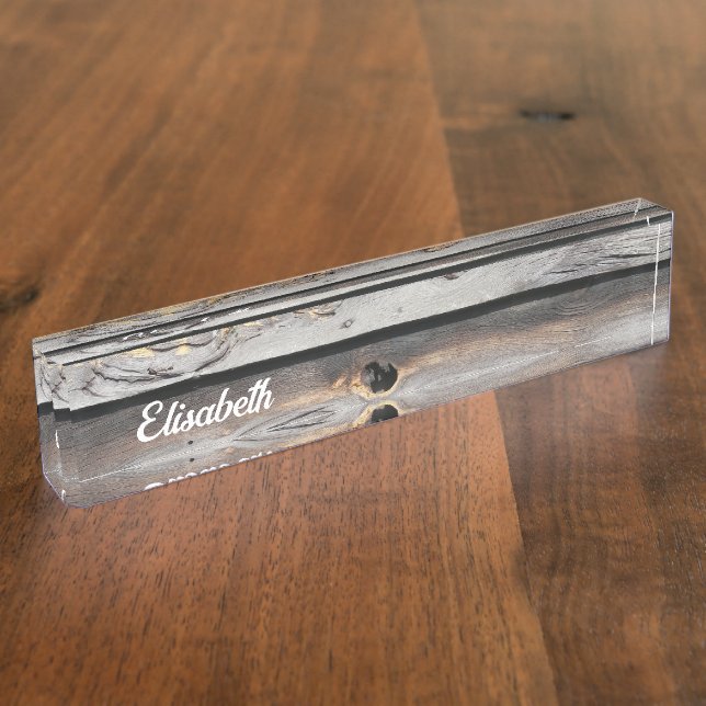 signed by the weather as old wood background name  nameplate (Side)