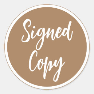 Signed copy author book signing classic round sticker