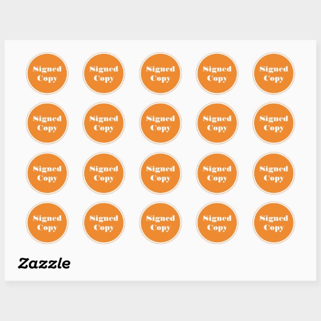 Signed copy author book signing classic round sticker (Sheet)