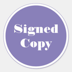 Signed copy author book signing classic round sticker