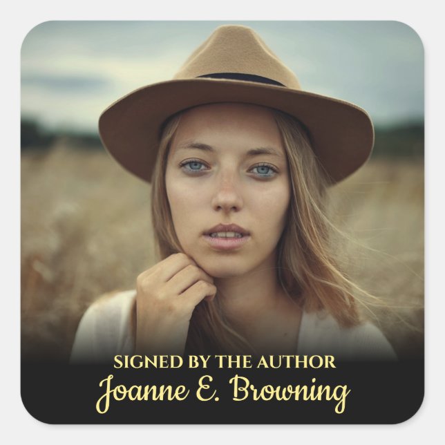 Signed Copy Author Book Signing Writer Photo Easy Square Sticker (Front)