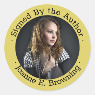 Signed Copy Author Book Signing Writer Photo Gold Classic Round Sticker