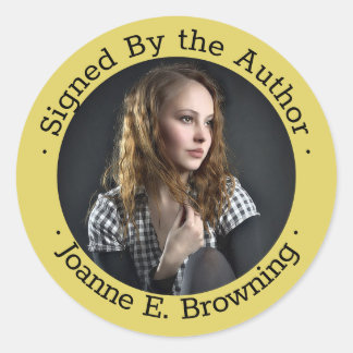 Signed Copy Author Book Signing Writer Photo Gold Classic Round Sticker