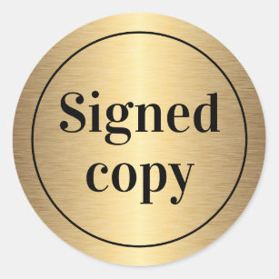 Signed copy golden gradient author book signing classic round sticker