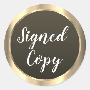 Signed Copy Writer Gold Classic Round Sticker