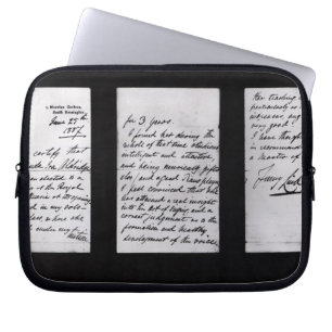 Signed letter, 1887 (pen and ink on paper) (b/w ph laptop sleeve