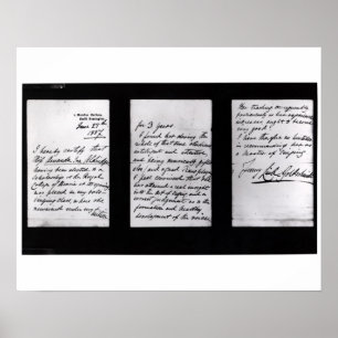 Signed letter, 1887 (pen and ink on paper) (b/w ph poster