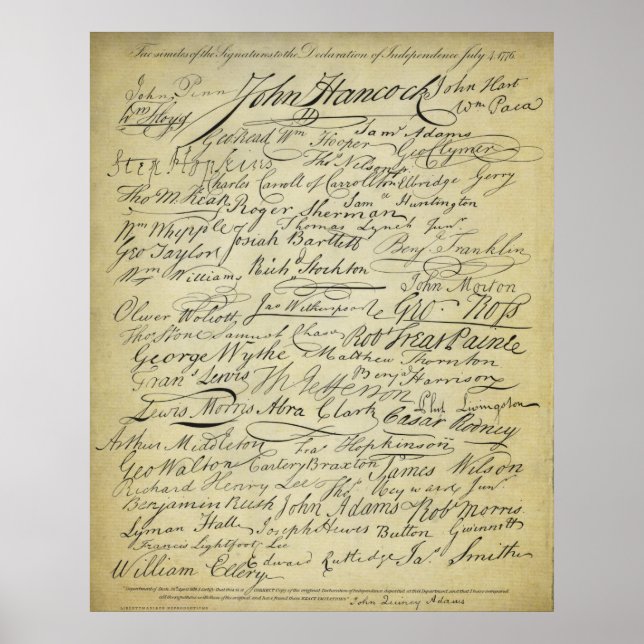Signers of the Declaration of Independence Print (Front)