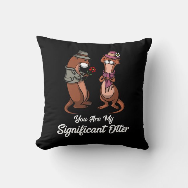 Significant Otter Cute Animal Couple Cushion (Front)