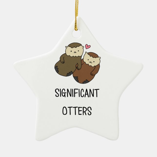 SIGNIFICANT OTTERS couple's shirts, accessories Ceramic Tree Decoration (Front)