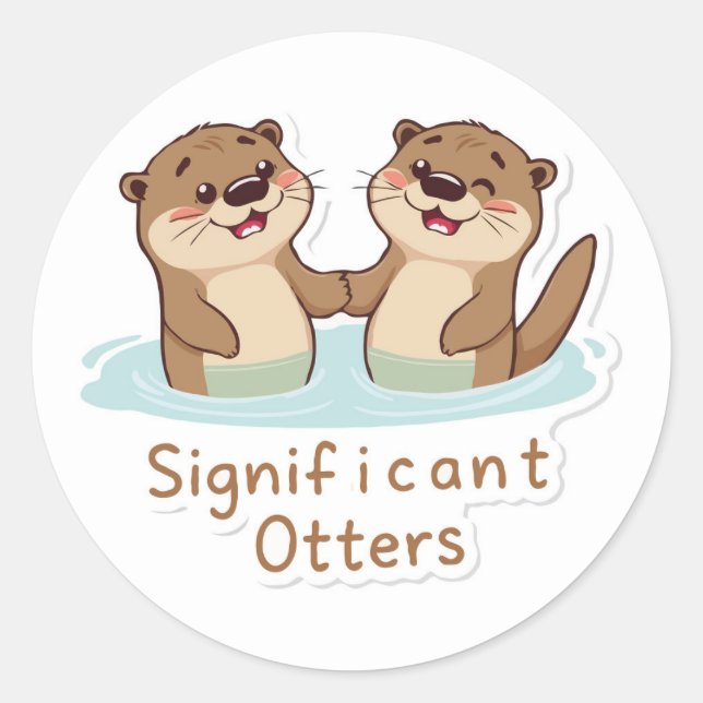 Significant Otters - Swimming Classic Round Sticker (Front)