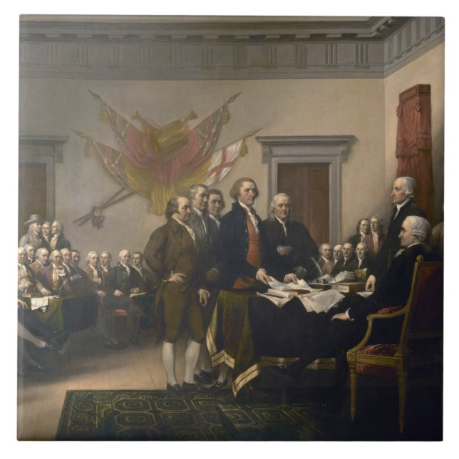 Signing the Declaration of Independence, July 4th Tile (Front)