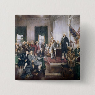 Signing the US Constitution by Christy 15 Cm Square Badge