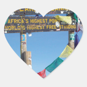 Signpost  on the  Summit of Kilimanjaro kenya Heart Sticker