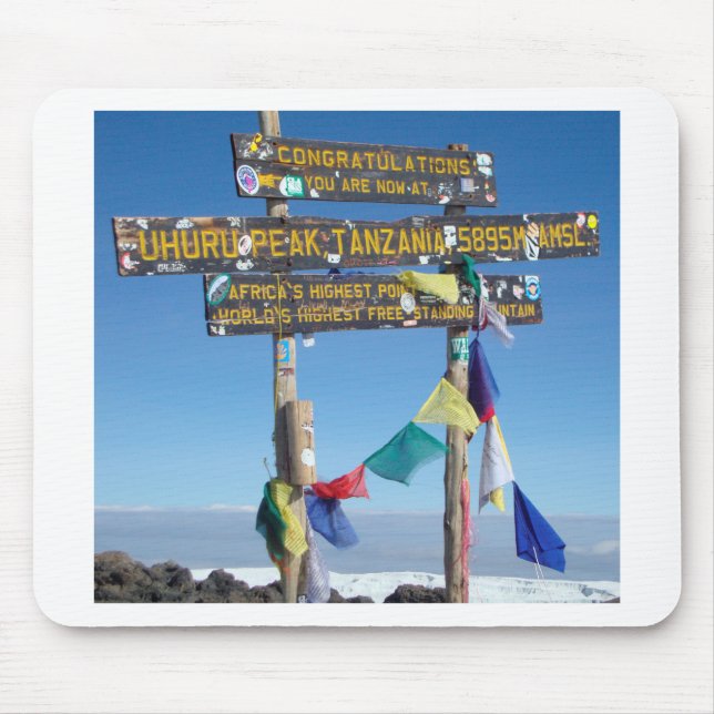 Signpost  on the  Summit of Kilimanjaro kenya Mouse Pad (Front)