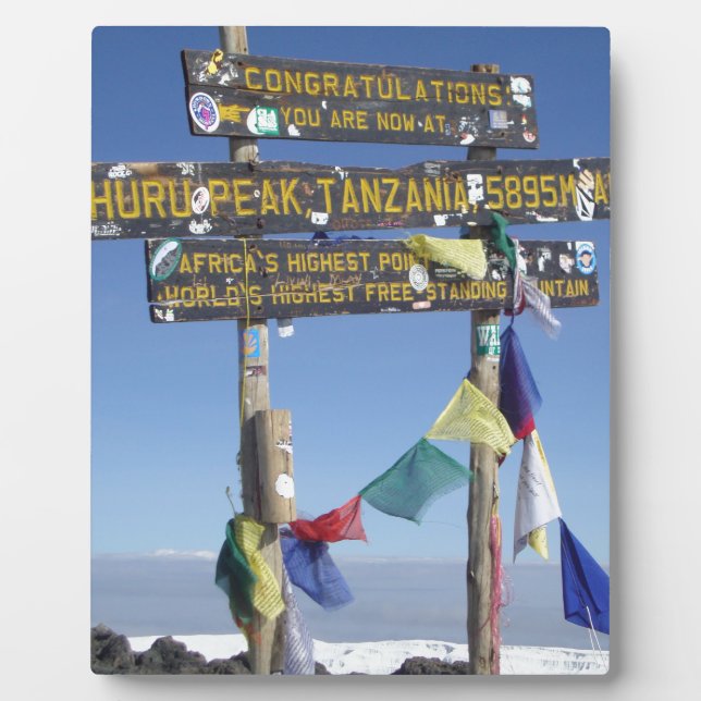 Signpost  on the  Summit of Kilimanjaro kenya Plaque (Front)