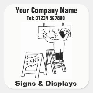 Signs & Displays Cartoon Square Sticker