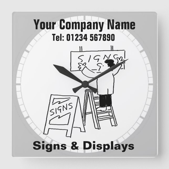 Signs & Displays Sign Manufacturers Square Wall Clock (Front)