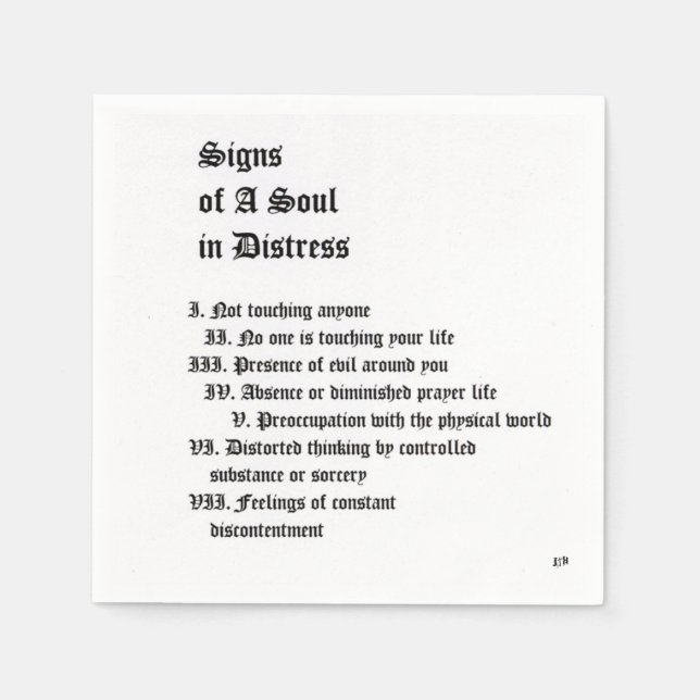 Signs of A Soul In Distress Napkin (Front)