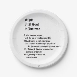 Signs of A Soul In Distress Paper Plate