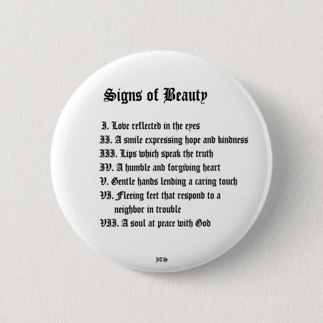 Signs of Beauty 6 Cm Round Badge (Front)