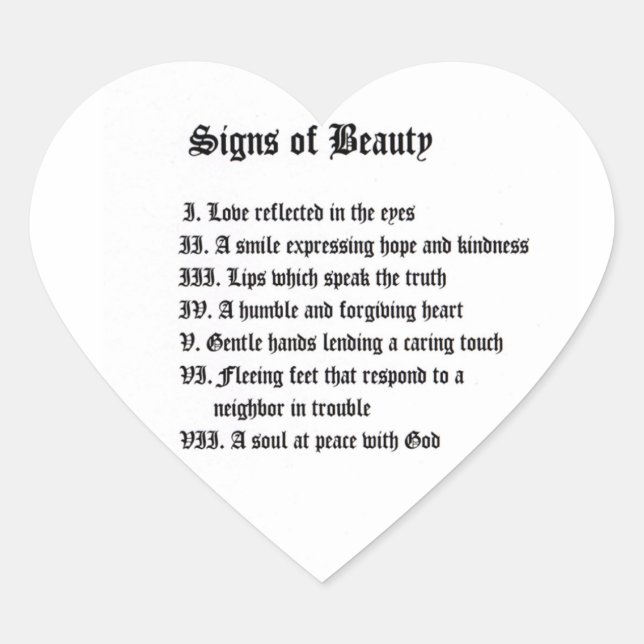 Signs of Beauty Heart Sticker (Front)