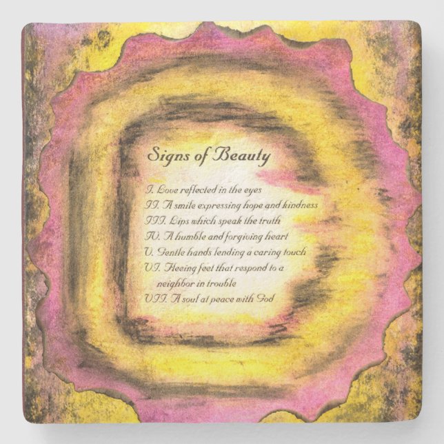 Signs of Beauty Stone Coaster (Front)