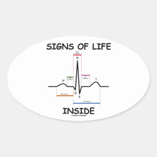 Signs Of Life Inside (ECG/EKG Electrocardiogram) Oval Sticker