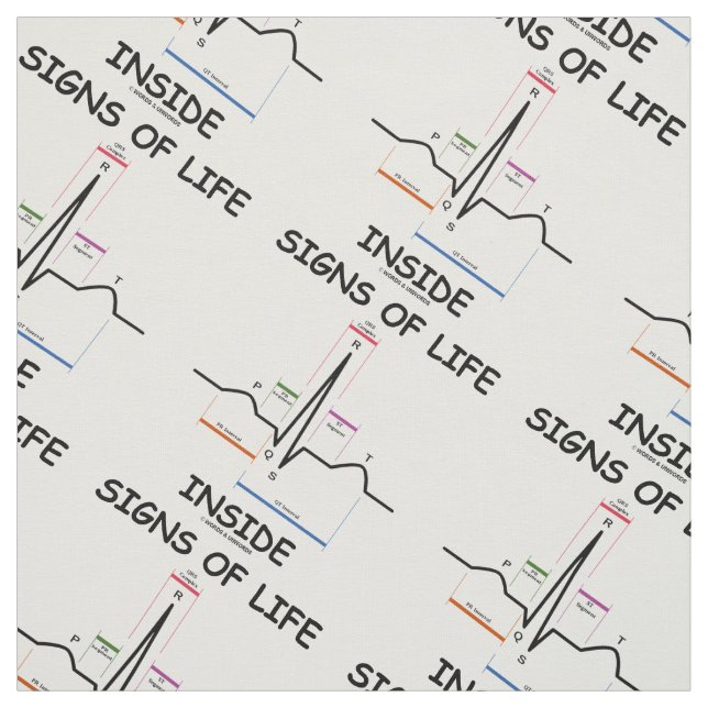 Signs Of Life Inside EMT Medical Heartbeat Humour Fabric (Swatch)